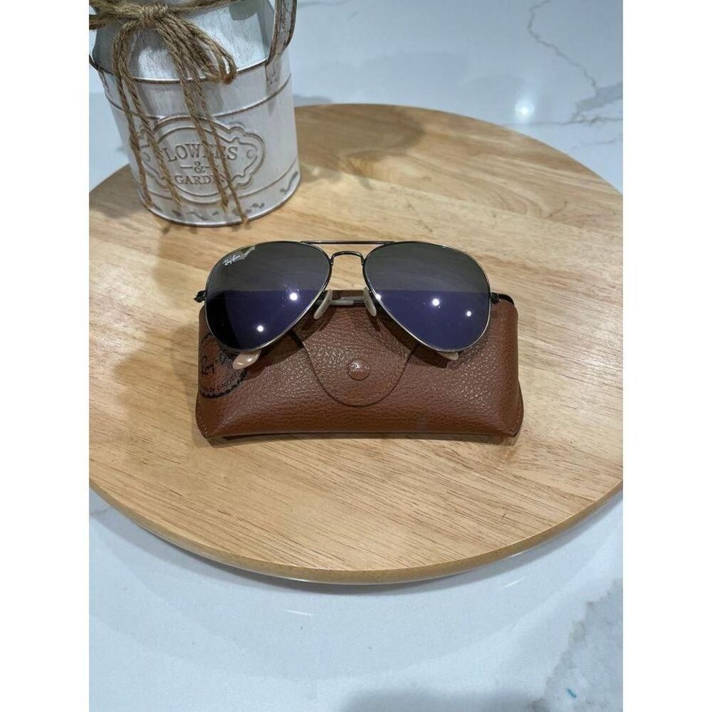 Ray ban large‎ rose gold metal aviator Sunglasses with case